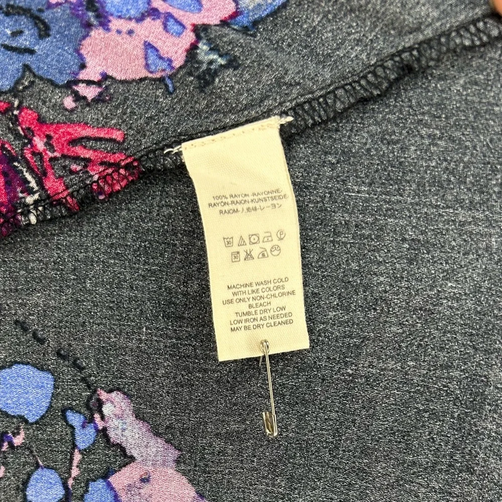 Women’s Free People Black Blue Button Down Long Sleeve Floral Mini Dress Small - Picture 4 of 4